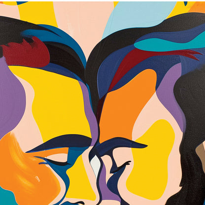 Kaleidoscopic Gaze - Dual Portrait of Bearded Lovers in Vivid Colors - Giclee Art Print