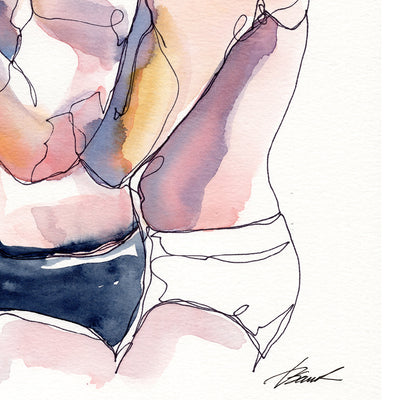 Morning Snuggles – 5x7" Original Ink & Watercolor Artist Brenden Sanborn