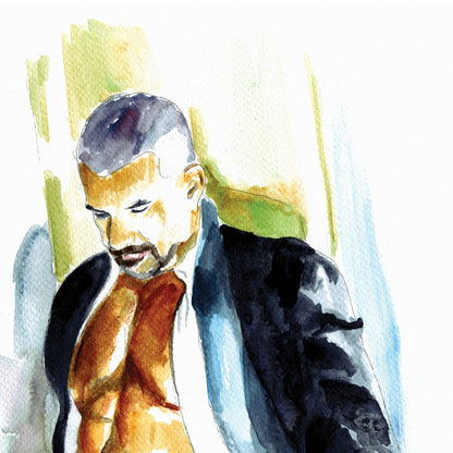 Executive Allure - Bearded Gentleman in Suit - Giclee Art Print