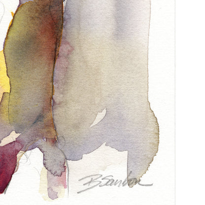 Alluring Nude Male Figure with Striking Profile - 6x9" Original Watercolor Painting