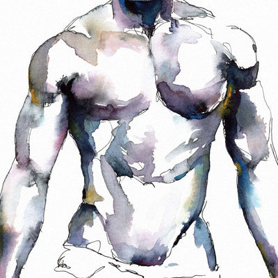 Ebony Strength & Whiskered Elegance: Original Watercolor by Brenden Sanborn Artist Brenden Sanborn