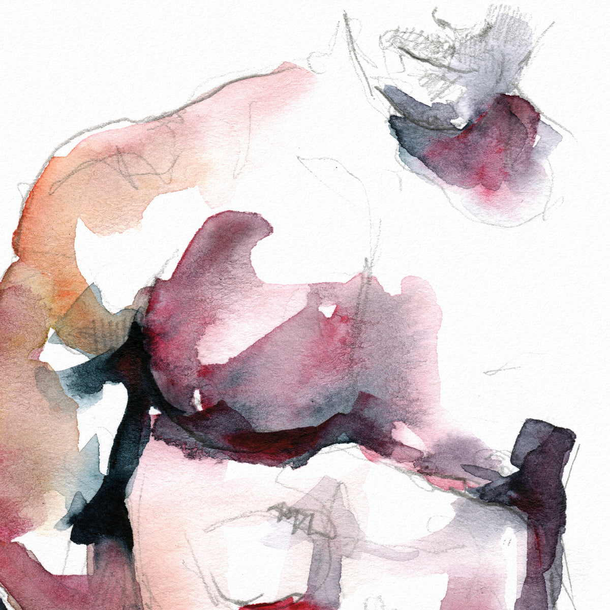 Subtle Impressions - Abstract Watercolor Interpretation of Male Form - Giclee Art Print