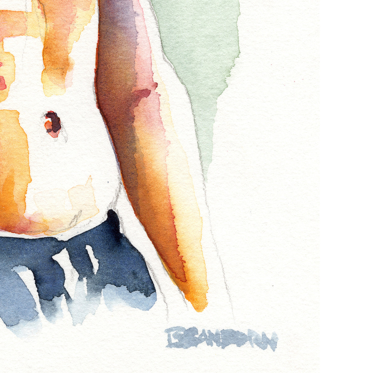 Sunlit Strength - Chiseled Torso in Warm Hues - Original Art