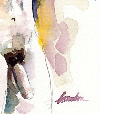 Bearded Man Removing Shirt - 6x9" Original Watercolor Painting Artist Brenden Sanborn