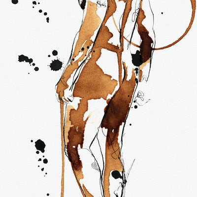 Man Standing Erotic Painting Fully Exposed - Made with Coffee Artist Brenden Sanborn