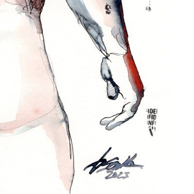 Ink Script Male Silhouette - 6x9" Original Watercolor Painting Artist Brenden Sanborn