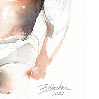 Profile of a Contemplative Male Figure - 6x9" Original Painting Artist Brenden Sanborn