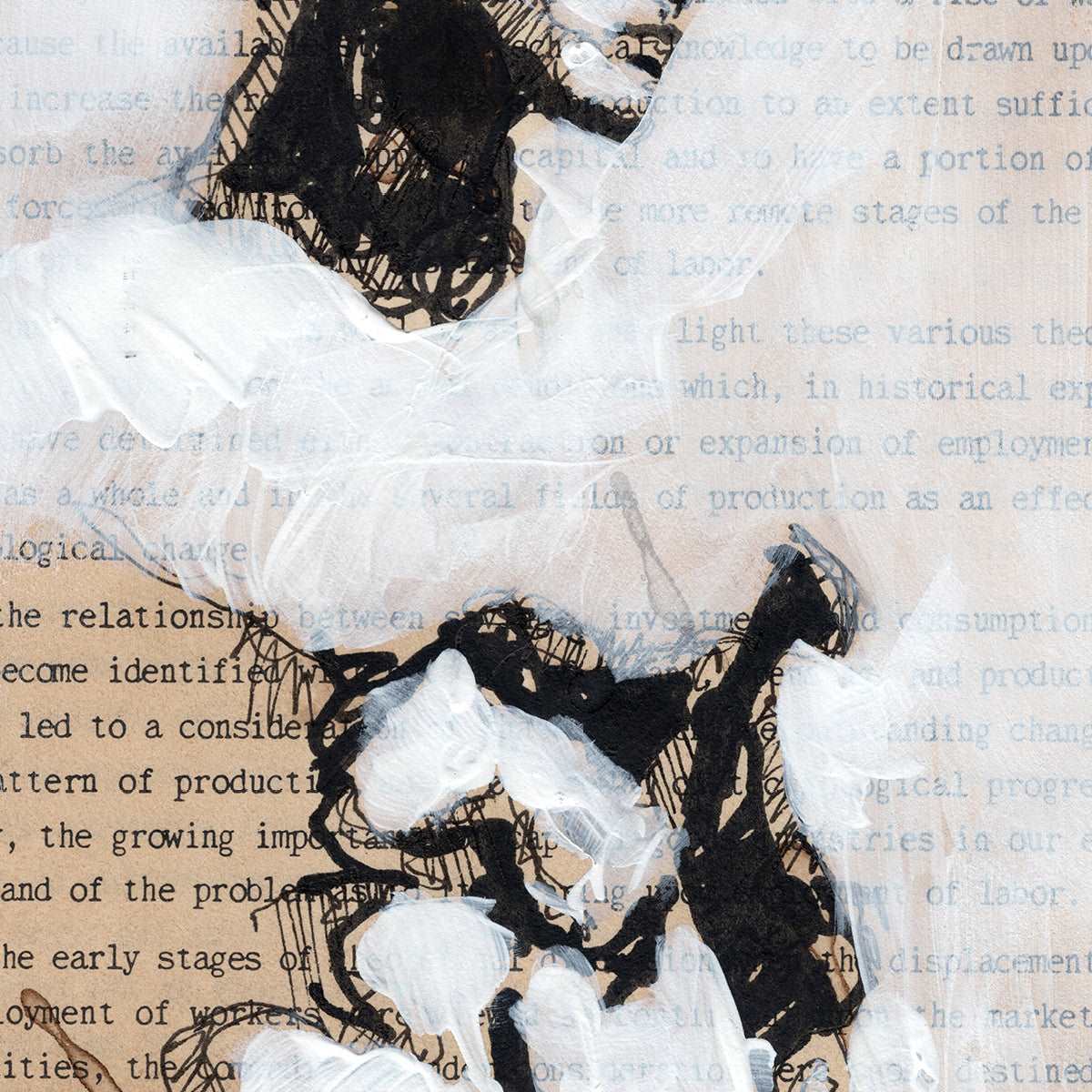 Muscular Figure on Literature - 6x9" Original Book Paper Art