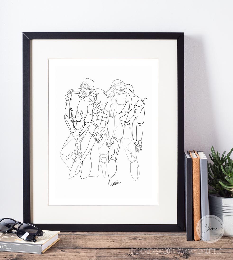 Serenade of Support - Group of Male Figures in Unity - Giclee Art Print