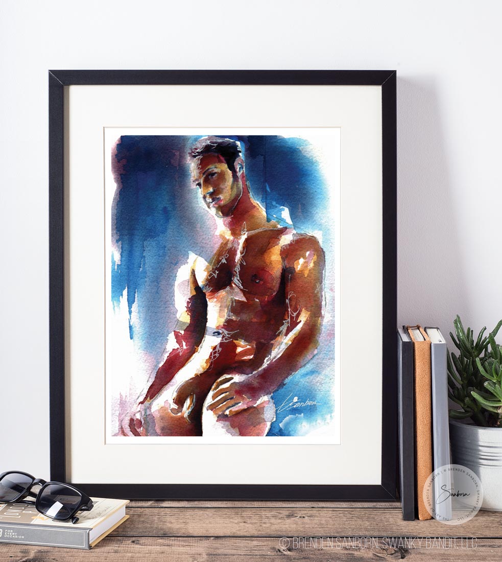 Jock's Power: Smooth Chest Meets Mighty Arms and Mighty Cock - Giclee Art Print