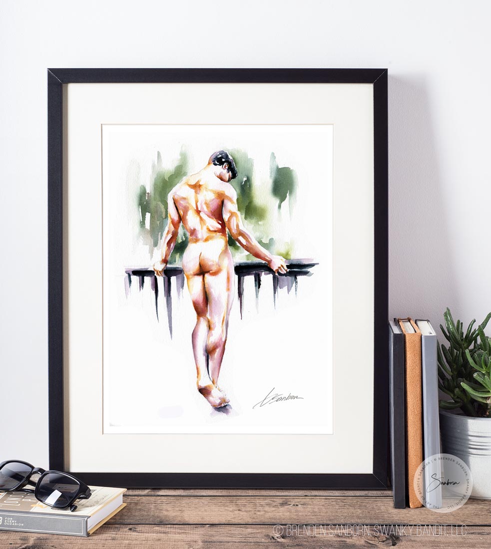 Reverie at Dawn - Watercolor Depiction of Male Contemplation - Giclee Art Print
