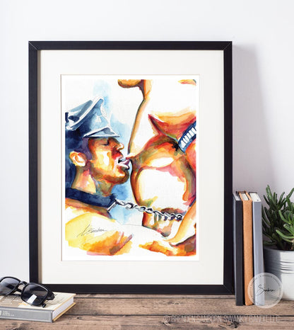 Strong Arms with Leather Armbands Muscular Men - Giclee Art Print