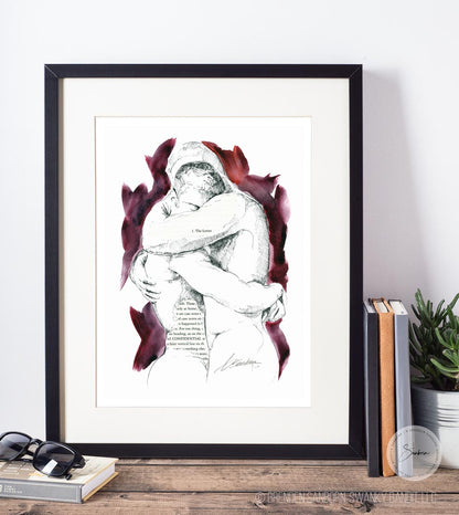 Love Letter: Two Men Tightly Embraced - Giclee Art Print