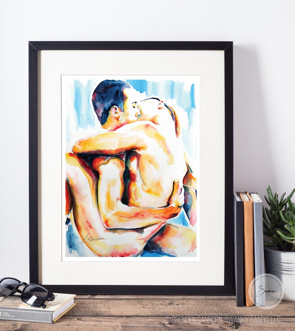 Lost in Your Embrace: Two Men's Deep Connection Amid Time - Giclee Art Print