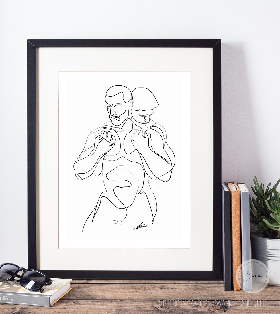 Entwined Strength - Bearded and Tender Male Lovers - Giclee Art Print