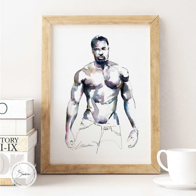 Ebony Strength & Whiskered Elegance: Original Watercolor by Brenden Sanborn Artist Brenden Sanborn
