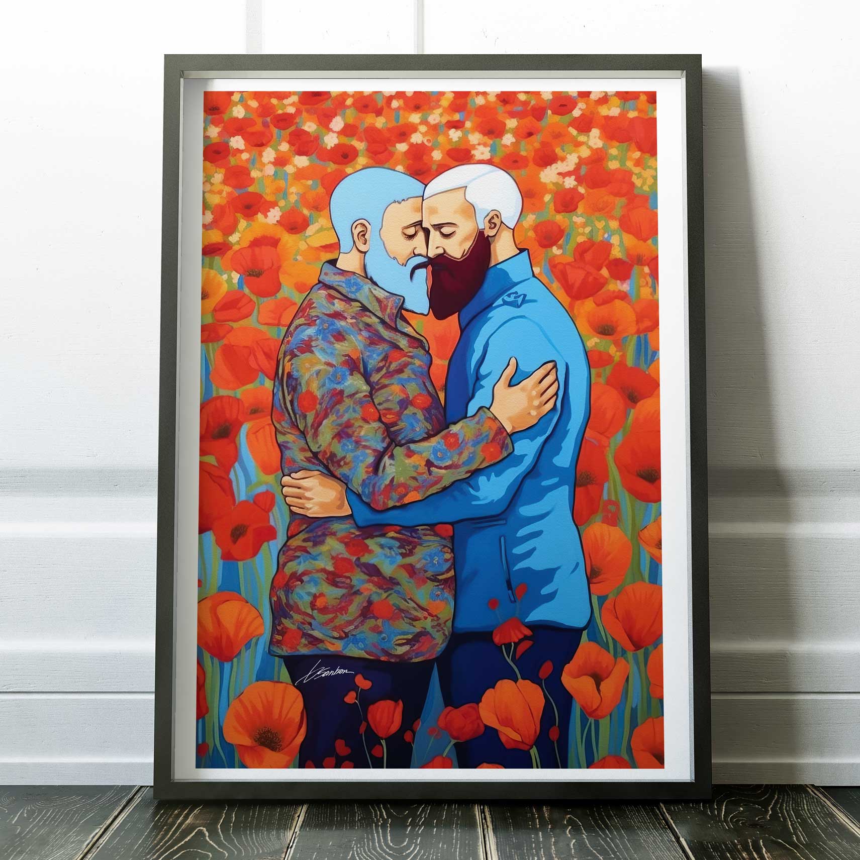 Two Men in Love Among Poppies – Art Print