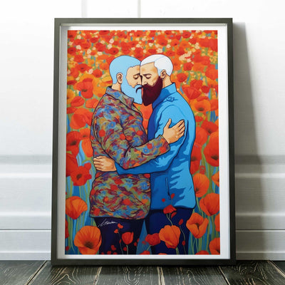 Two Men in Love Among Poppies – Art Print Artist Brenden Sanborn