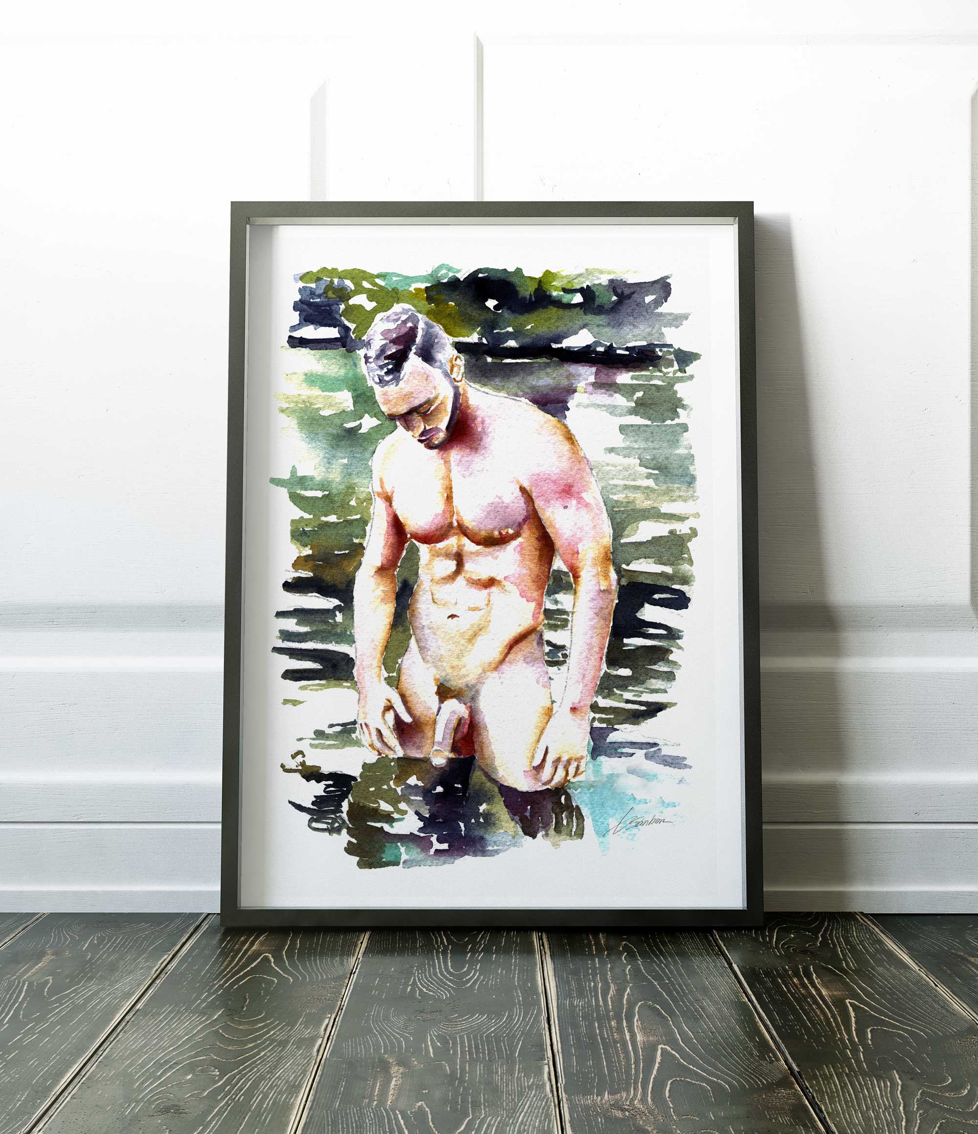 Man Standing in the Still Waters - Art Print