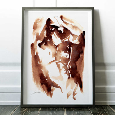 Abstract Male Nude in Instant Coffee Ink – Art Print Artist Brenden Sanborn