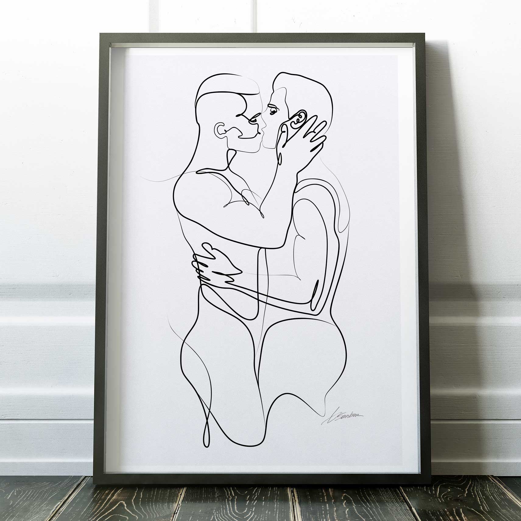 Male Lovers in One Line – Art Print