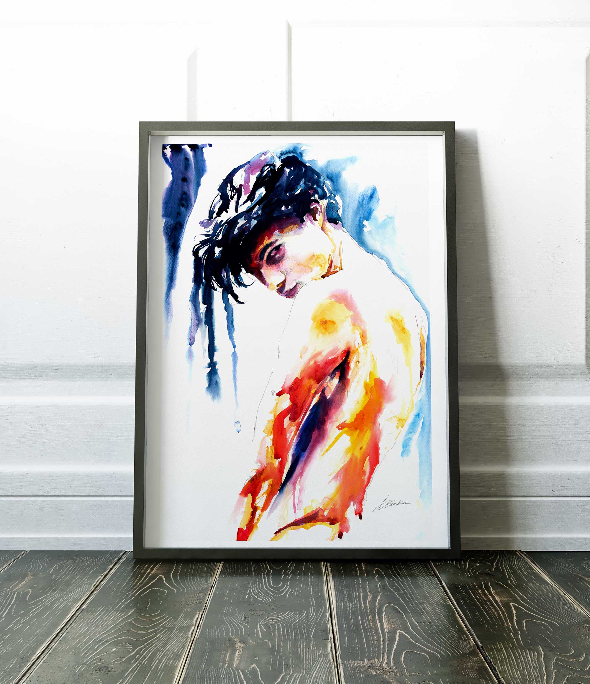 Soft Glance Bare Shoulders Bathed in Light - Art Print