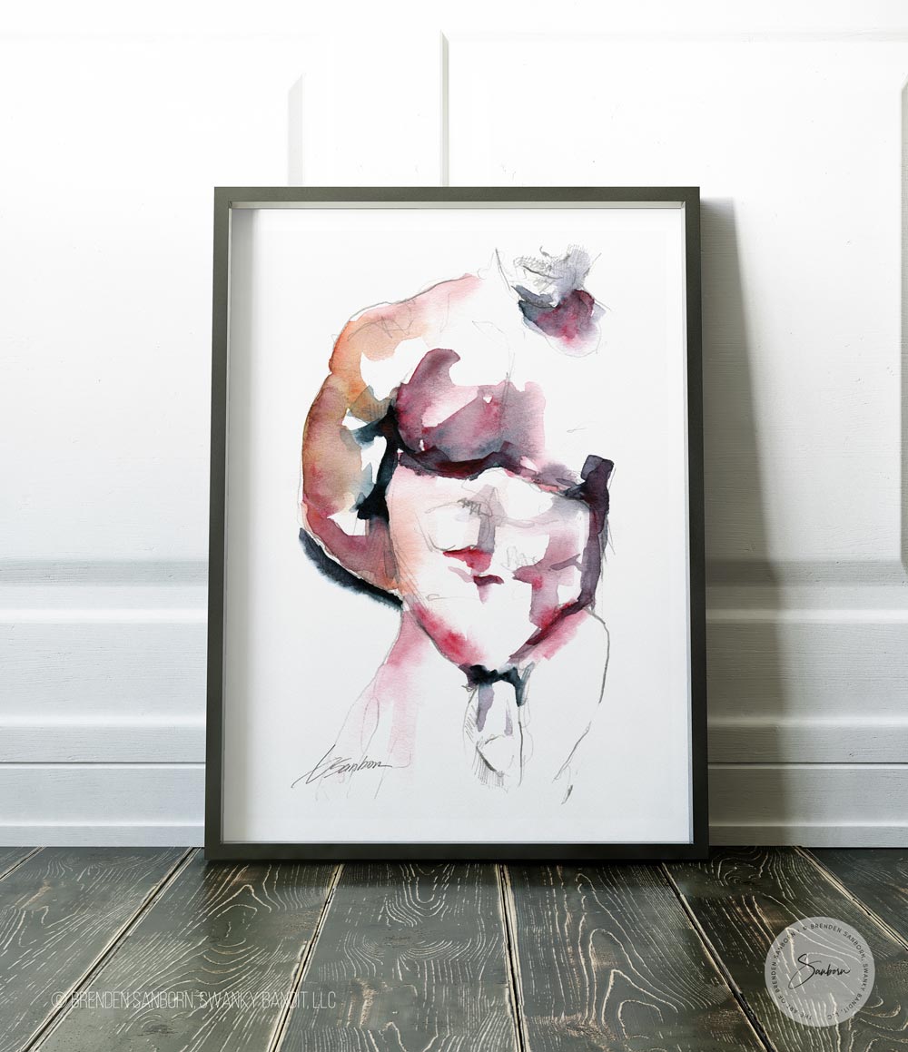 Subtle Impressions - Abstract Watercolor Interpretation of Male Form - Giclee Art Print