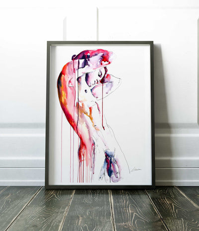 Curved Form Bare Body Arching in Sensual Movement - Art Print Artist Brenden Sanborn