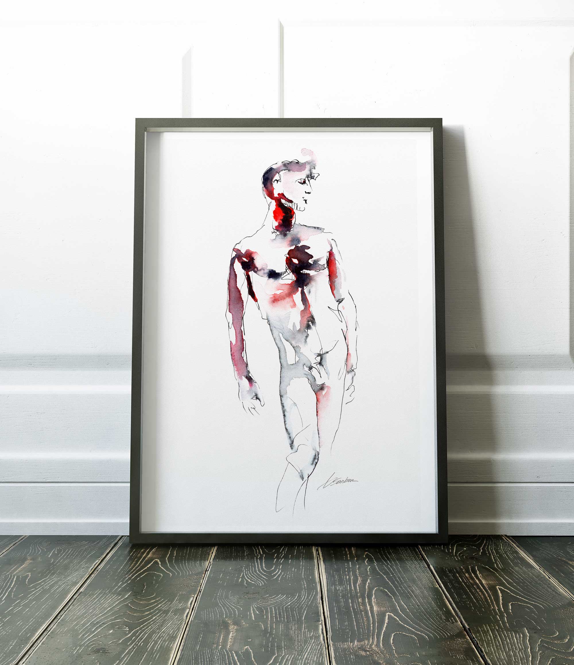 Male Figure in Effortless Motion - Art Print