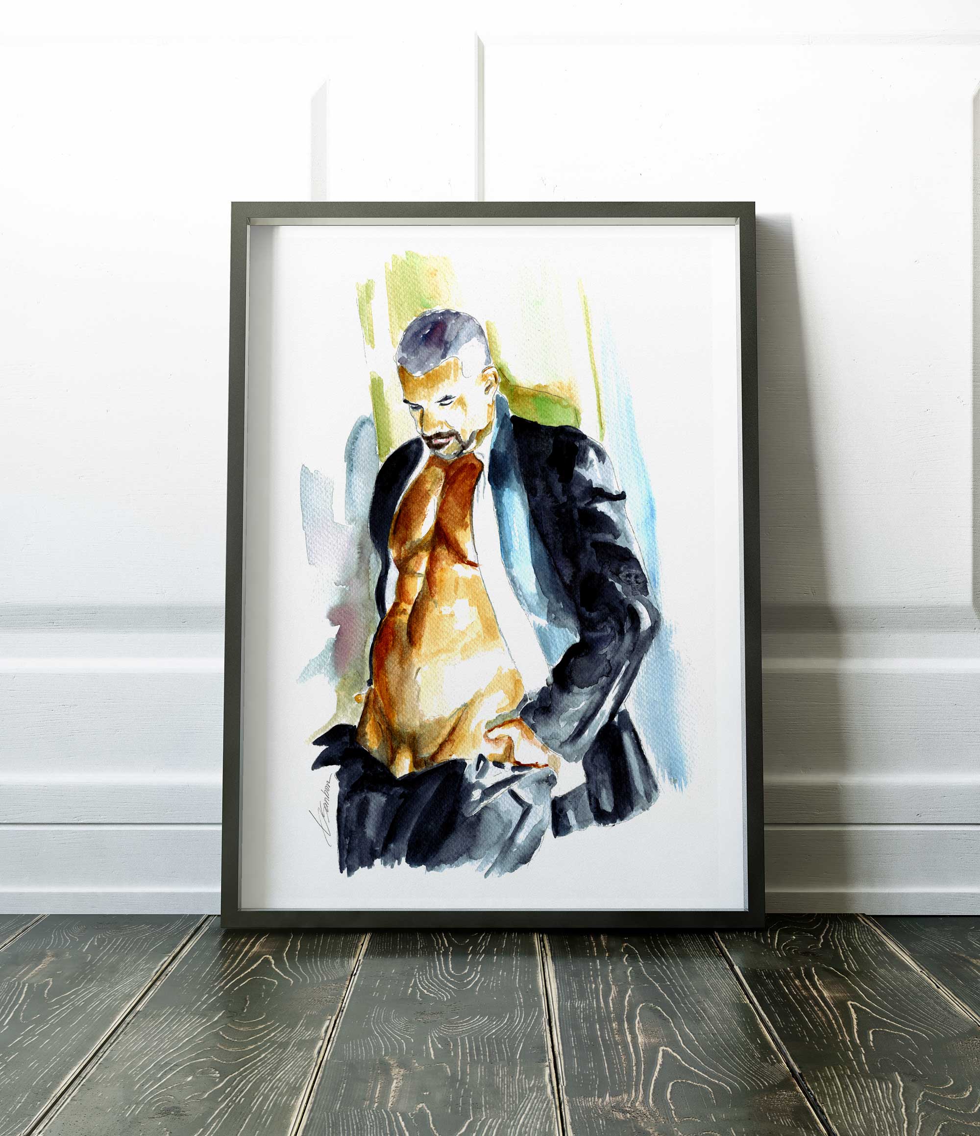 Man in Suit Undressing - Art Print