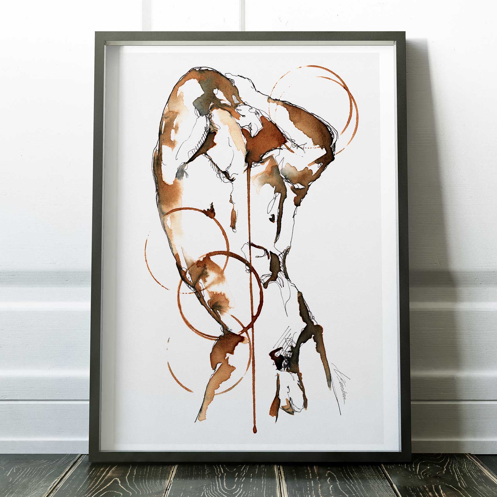 Curved Torso Wrapped in Circles - Art Print