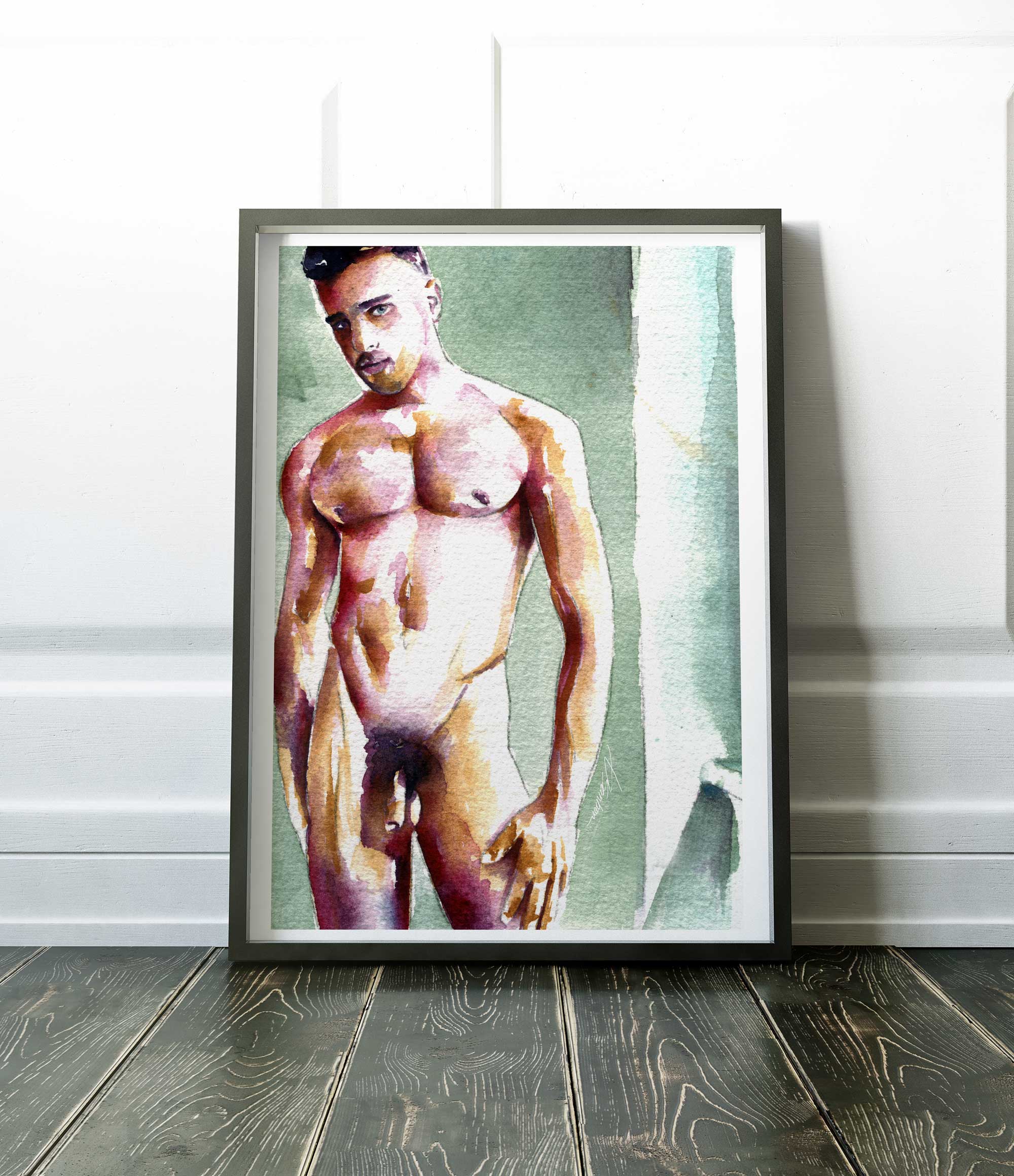 Standing Nude Male with Soft Expression - Art Print