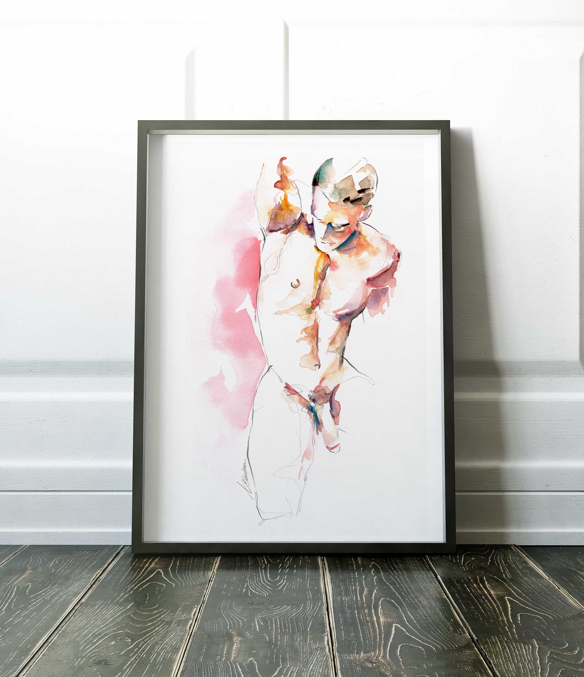 Fluid Male Form in Gentle Motion - Art Print