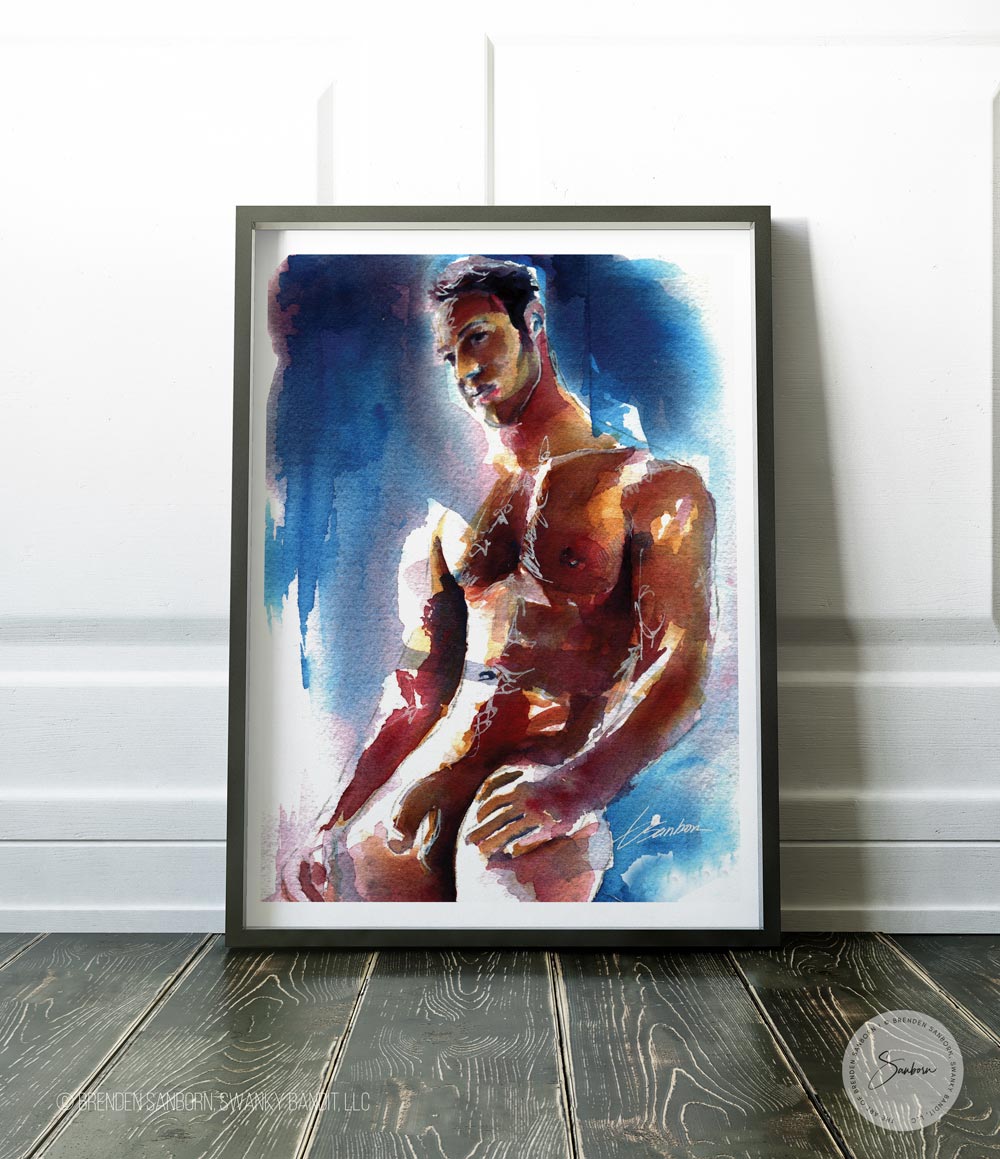 Jock's Power: Smooth Chest Meets Mighty Arms and Mighty Cock - Giclee Art Print