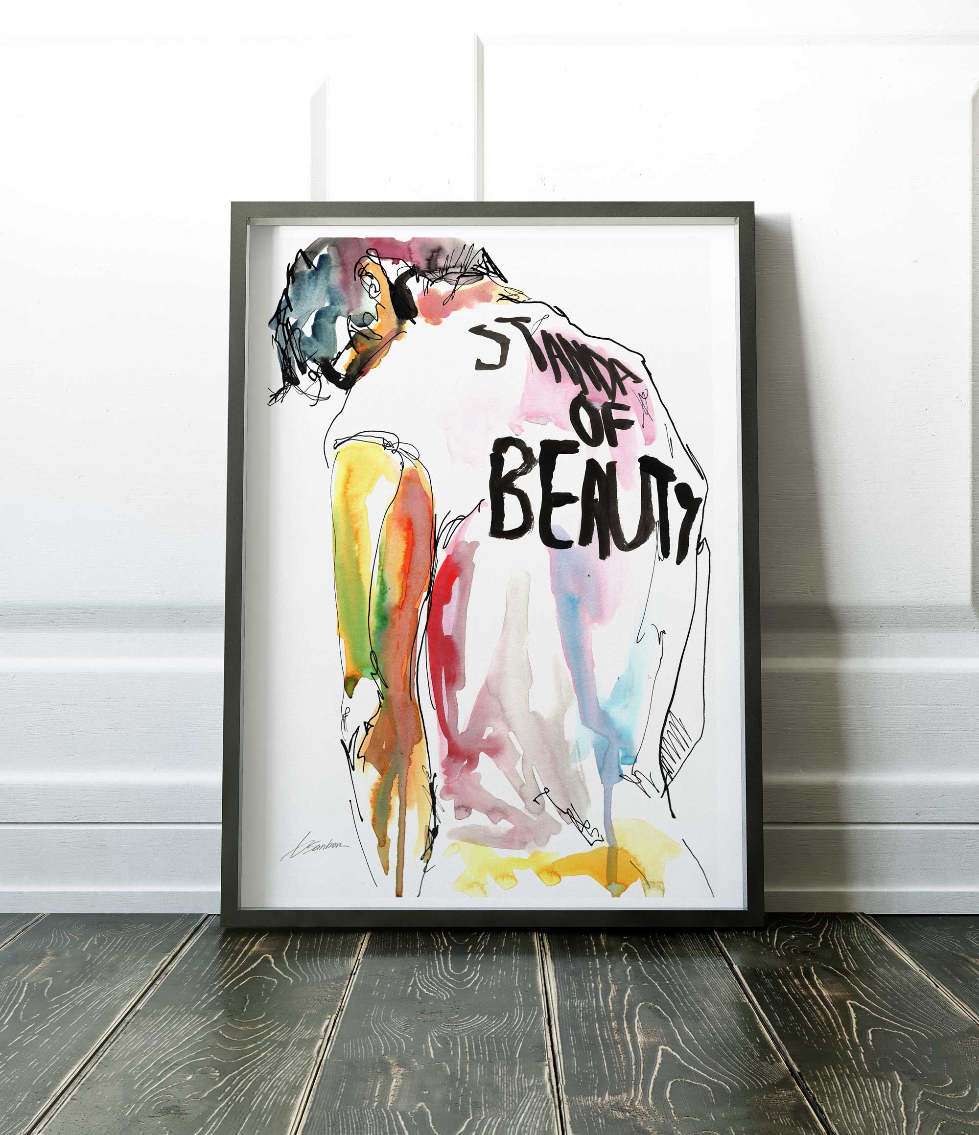 The Silent Weight of Beauty Draped on His Back - Art Print