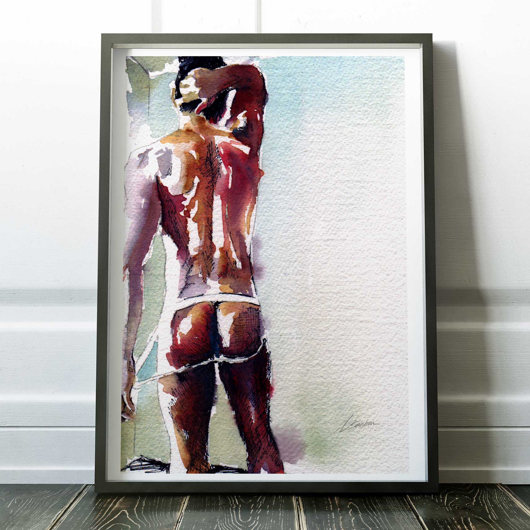 Standing the Morning Light in His Jockstrap - Art Print