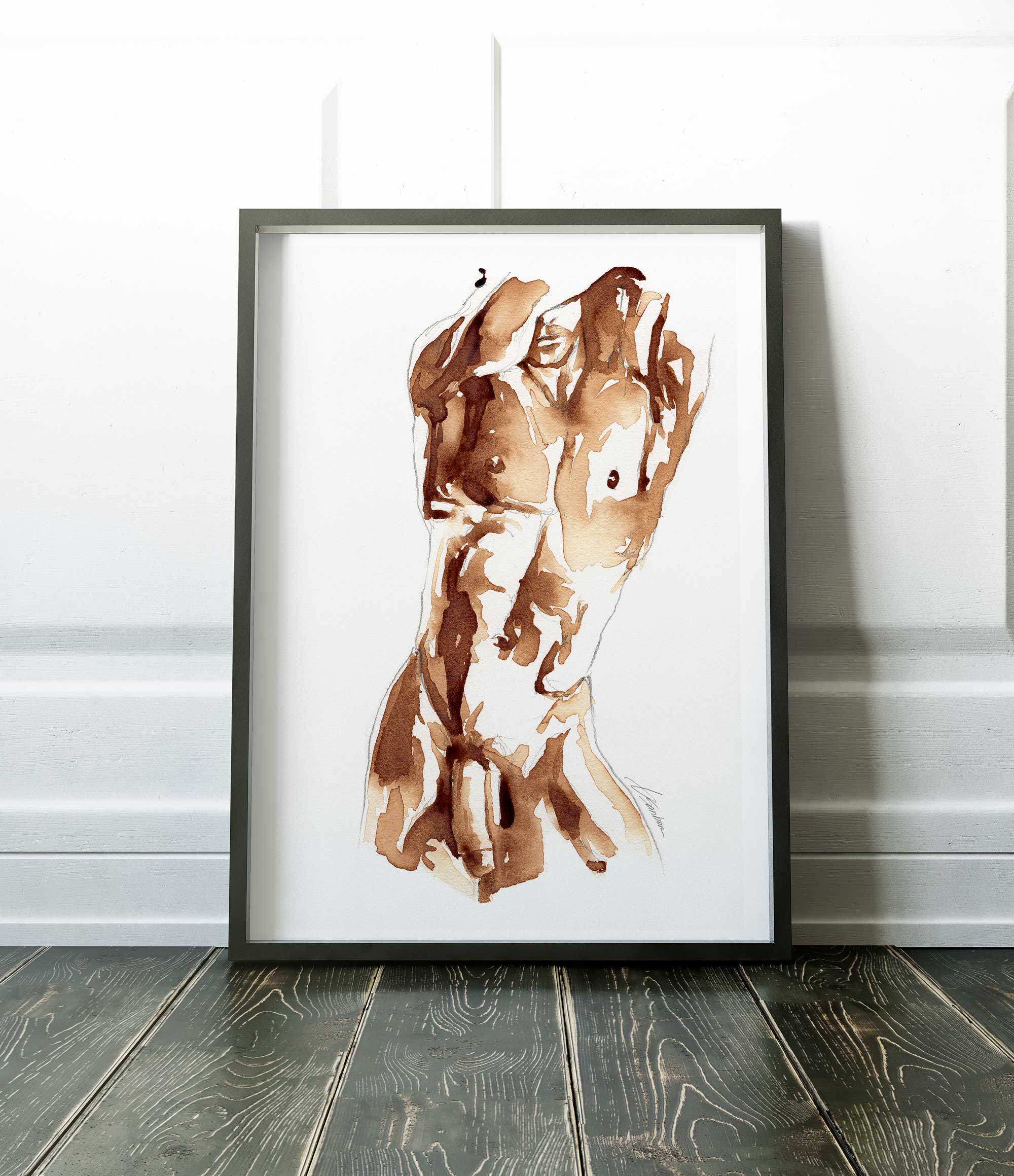 Male Torso Study in Coffee Tones - Art Print