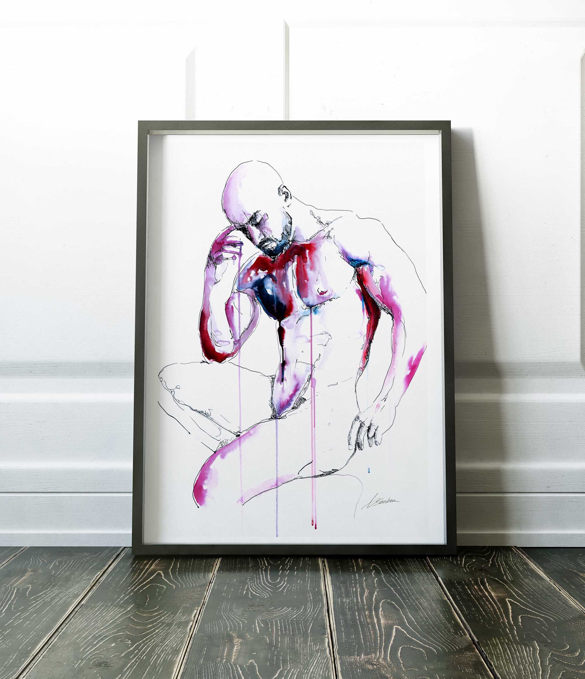 Bare Reflection Muscles Tensed in Silent Thought - Art Print