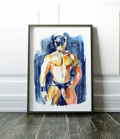 Leather-Clad Male in Full Gear - Art Print Artist Brenden Sanborn
