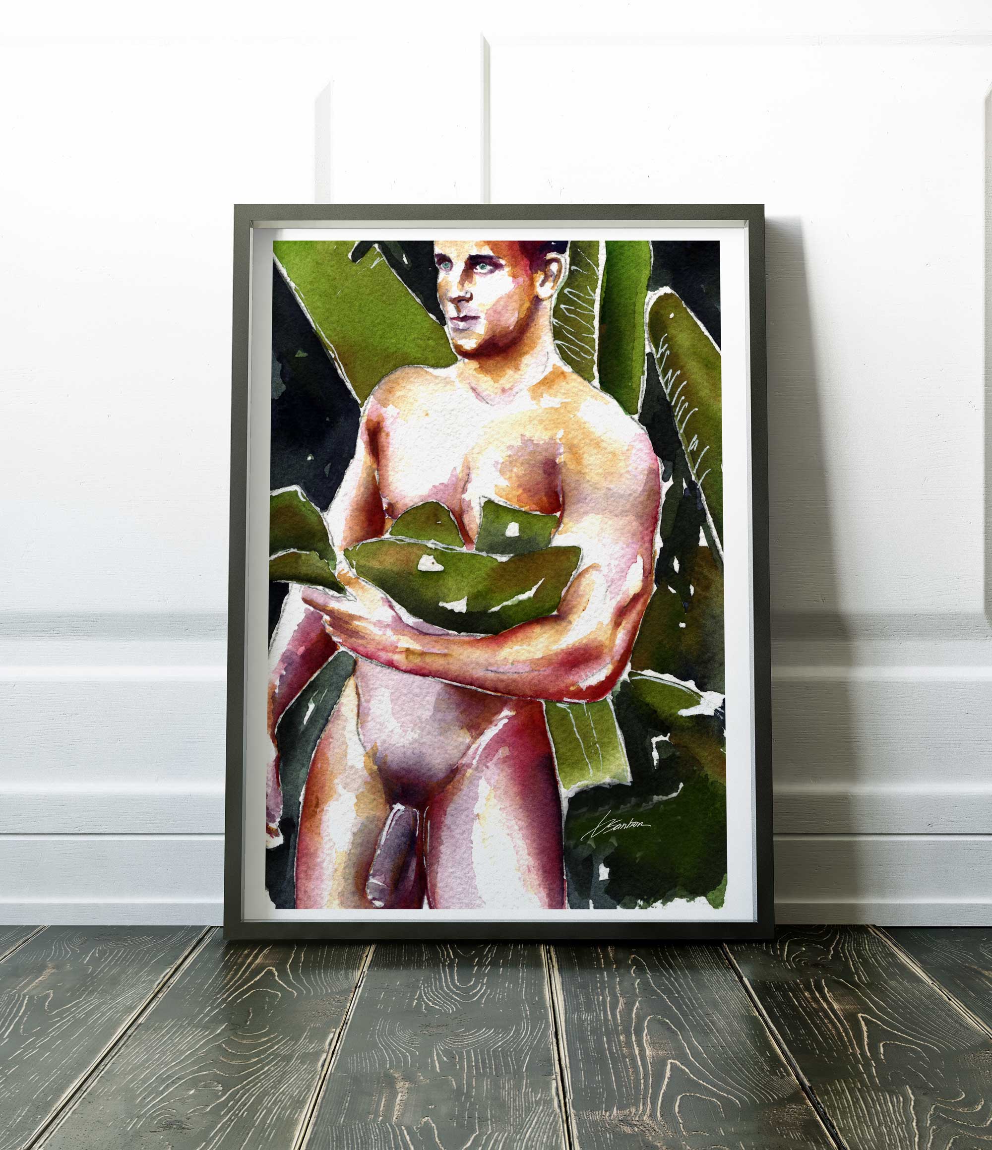 Young Man Embracing Nature in Serene Silence - Art Print