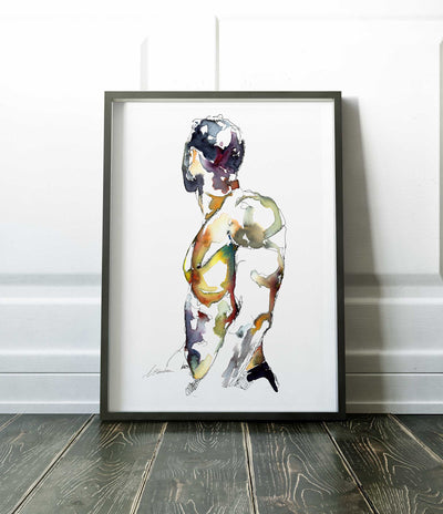 Male Figure in Vibrant Abstraction Looking Away - Art Print Artist Brenden Sanborn