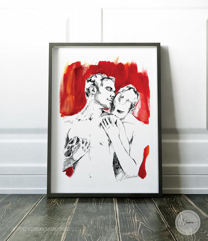 Sexy Nibble in the Heat of Passion - Giclee Art Print