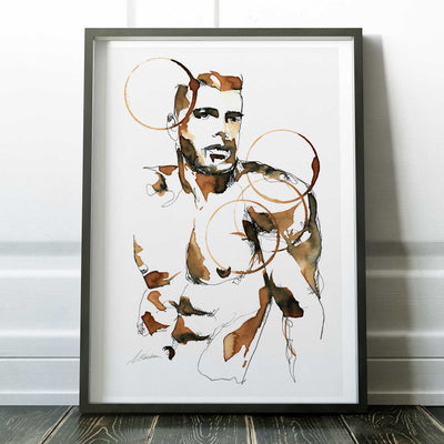 Male Portrait with Coffee Ink Stains – Art Print Artist Brenden Sanborn