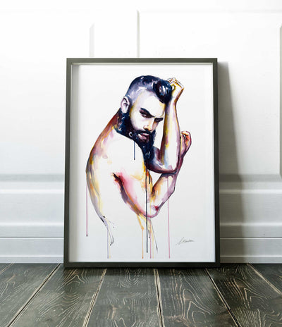 Bearded Male Figure in a Defiant Twist of Form - Art Print Artist Brenden Sanborn
