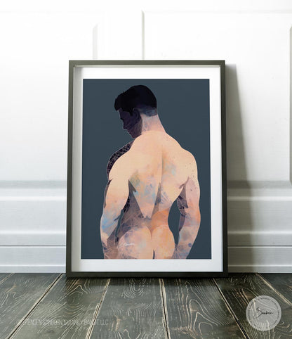 Geometric Contours - Modern Male Back Study with Abstract Shapes - Giclee Art Print