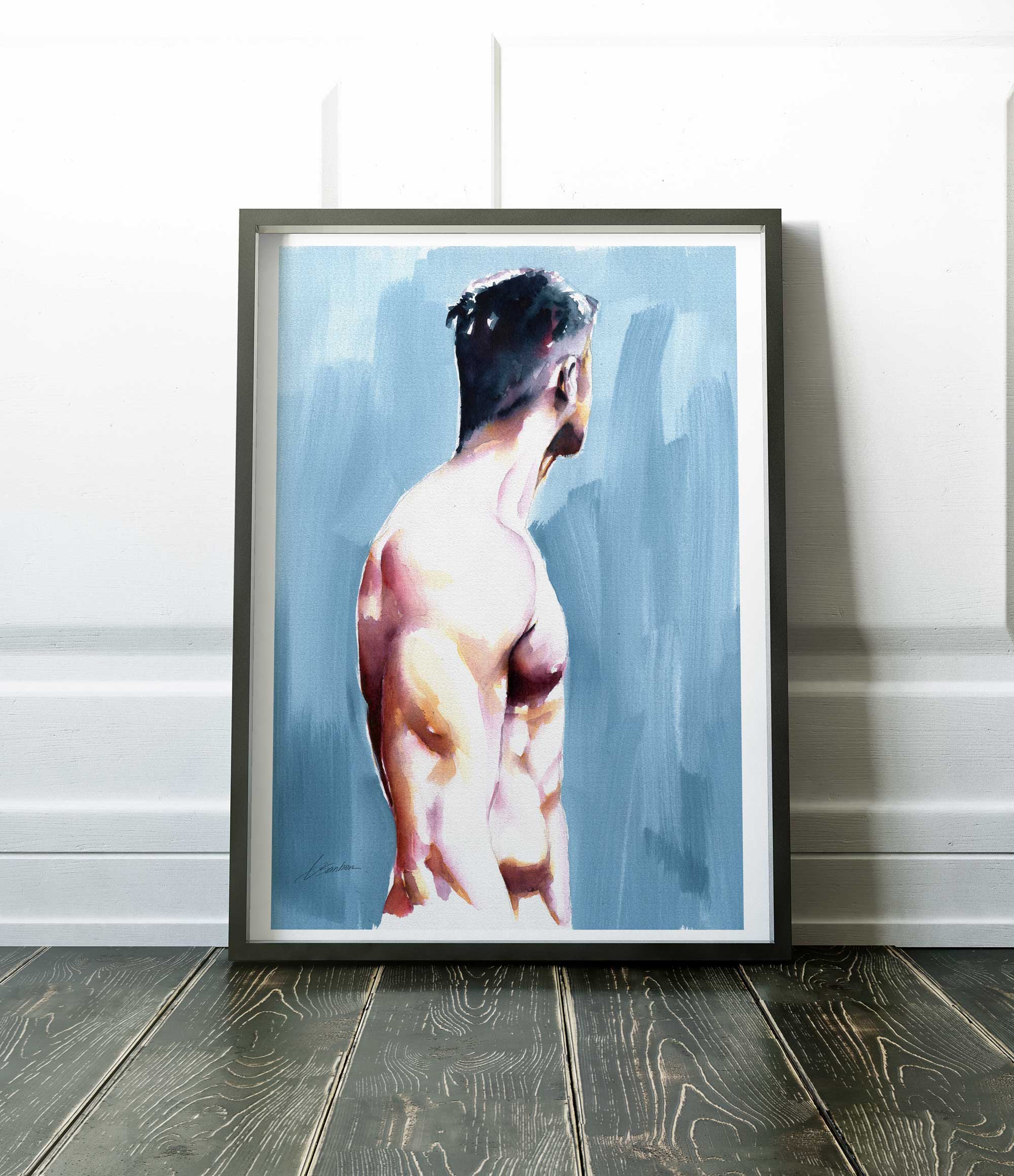 Male Figure in Quiet Reflection Turned Away - Art Print