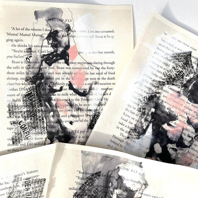 Set of 5 Male Figure Prints on Recycled Book Pages – Art Prints Artist Brenden Sanborn