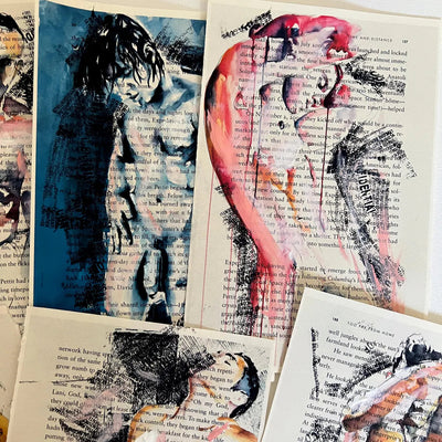 Whispers of Ink – 10 Male Figure Book Page Art Prints Artist Brenden Sanborn