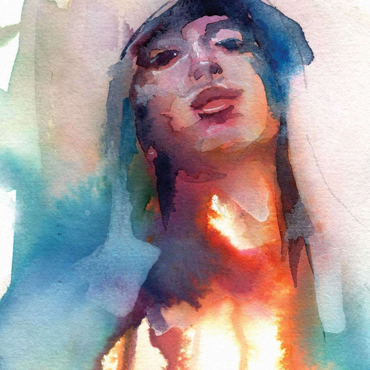 Handsome Man in a Hoodie  - Original Watercolor Painting