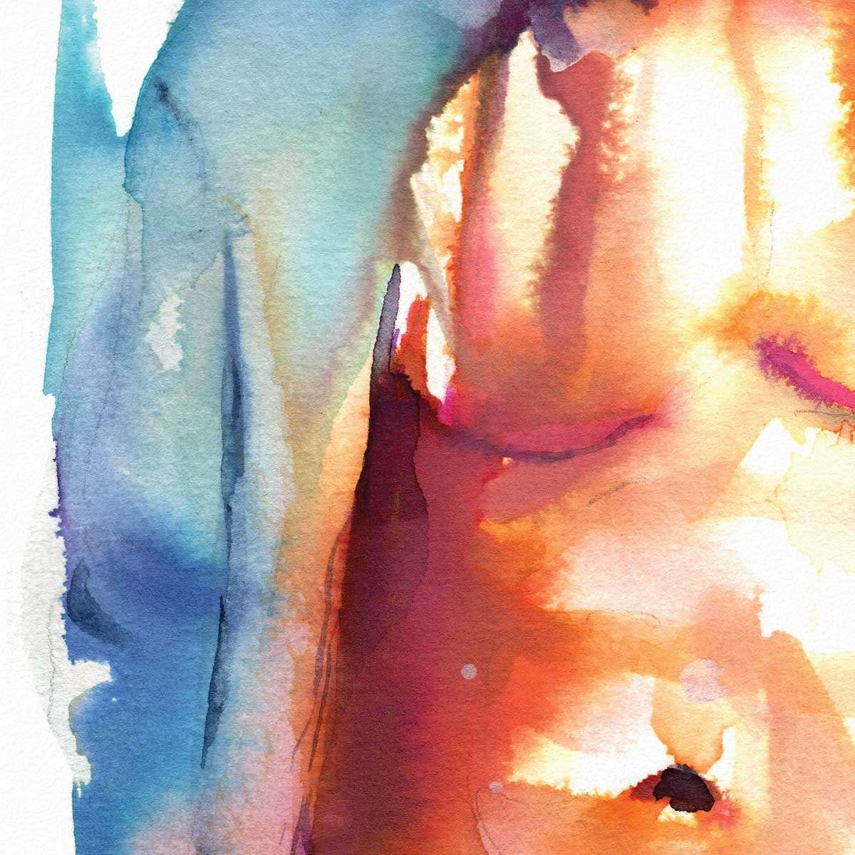 Handsome Man in a Hoodie  - Original Watercolor Painting